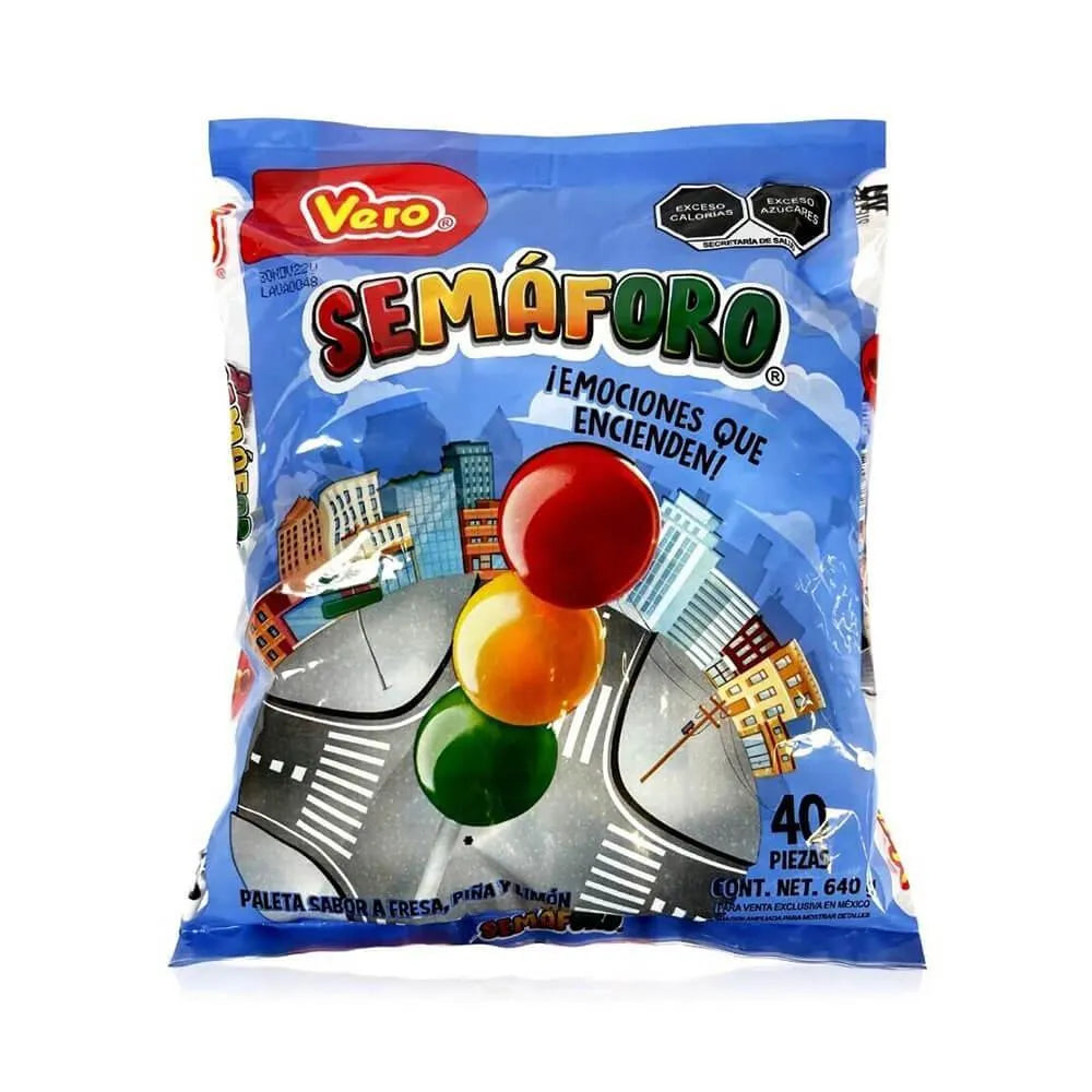 Vero Paleta Semaforo Stoplight Lollipops: 40-Piece Bag