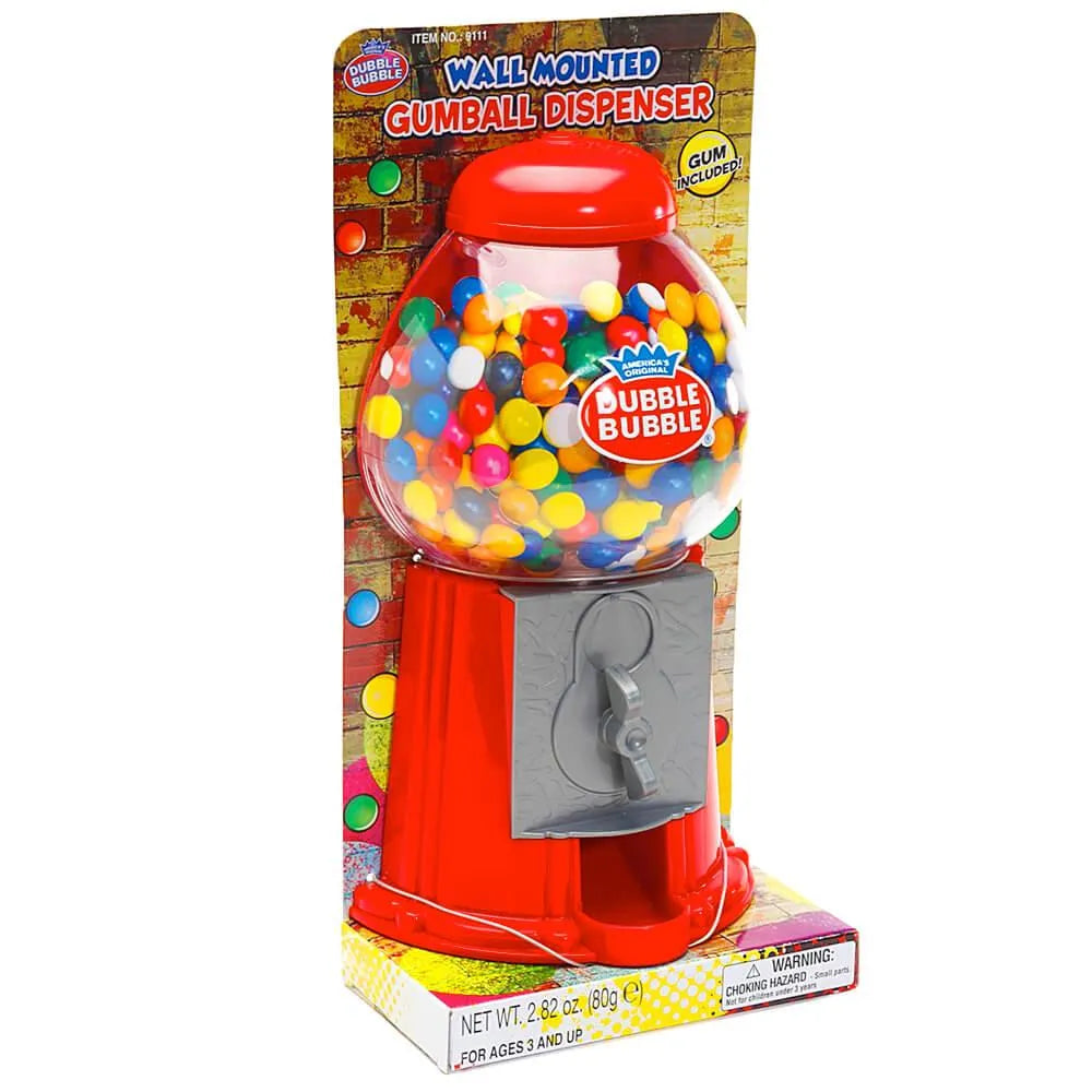 Wall Mounted 10.5-Inch Gumball Machine Dispenser with Gumballs