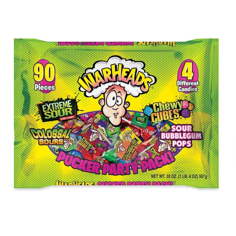 WarHeads Pucker Party Assorted Sour Candy Packs: 90-Piece Bag