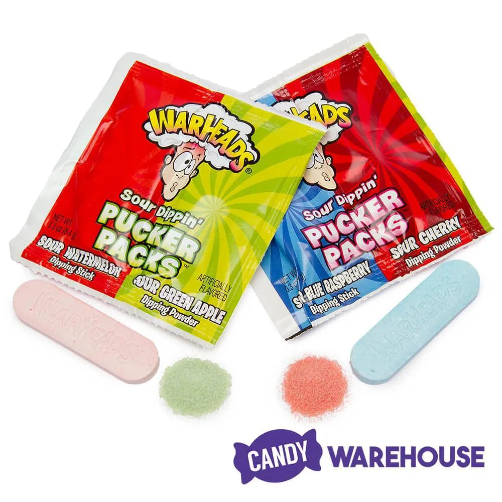 WarHeads Sour Dippin' Pucker Candy Packs: 120-Piece Box