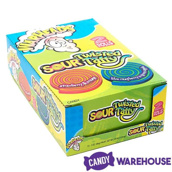 WarHeads Sour Twisted Taffy Rolls Candy Packs: 15-Piece Display