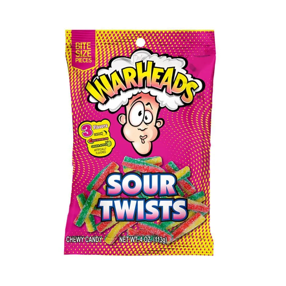 WarHeads Sour Twists Chewy Candy 4-Ounce Bags: 12-PC Box