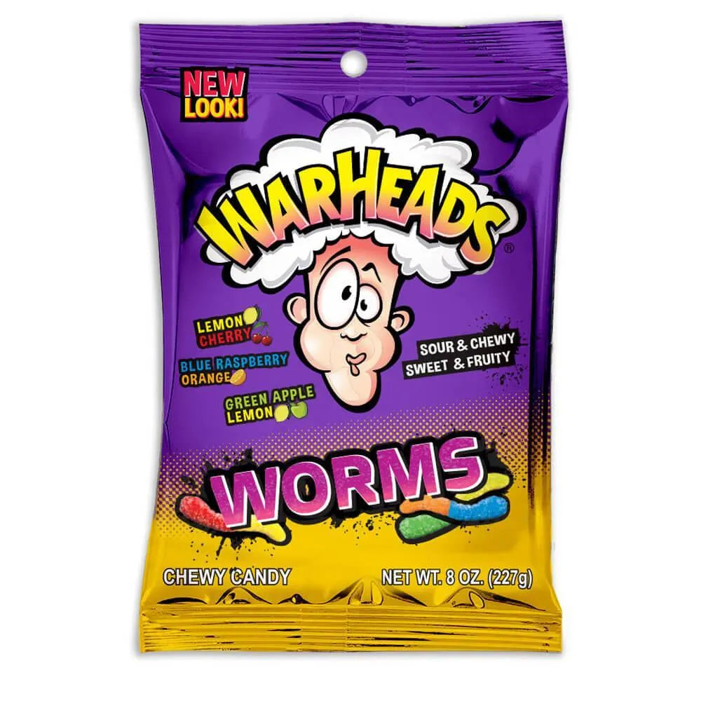 WarHeads Worms Sour Gummy Worms: 8-Ounce Bag