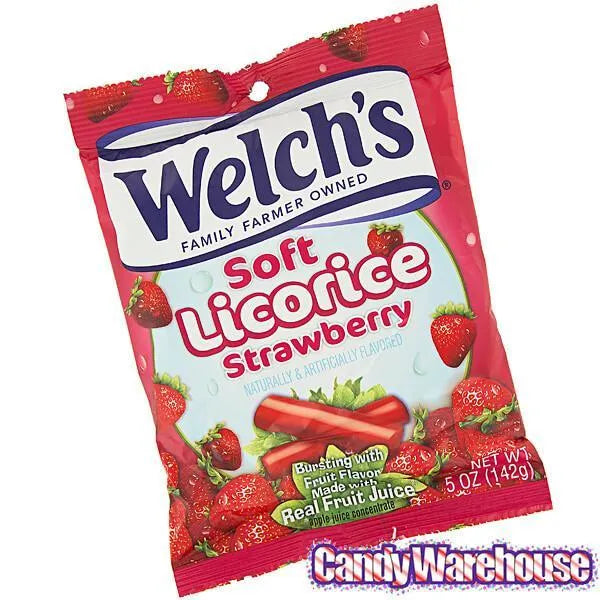 Welch's Soft Licorice Bites 5-Ounce Packs - Strawberry: 12-Piece Display