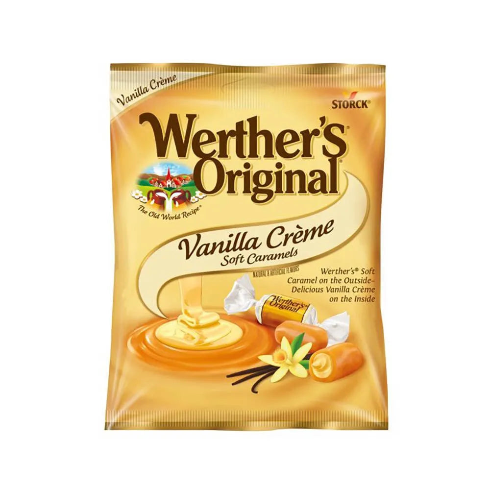 Werther's Original Vanilla Creme Soft Caramels 2.22-Ounce Peg Bags: 12-Piece Case