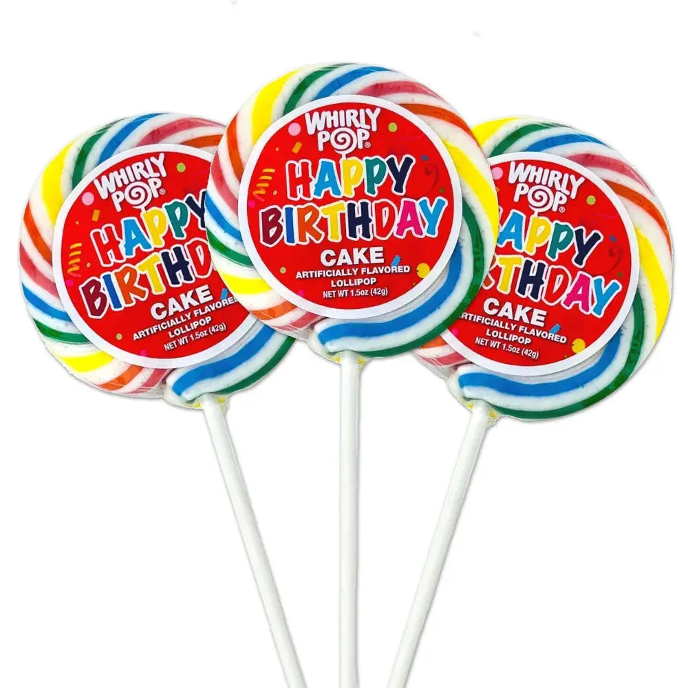 Whirly Pop 1.5-Ounce Swirl Suckers - Birthday Cake: 24-Piece Display