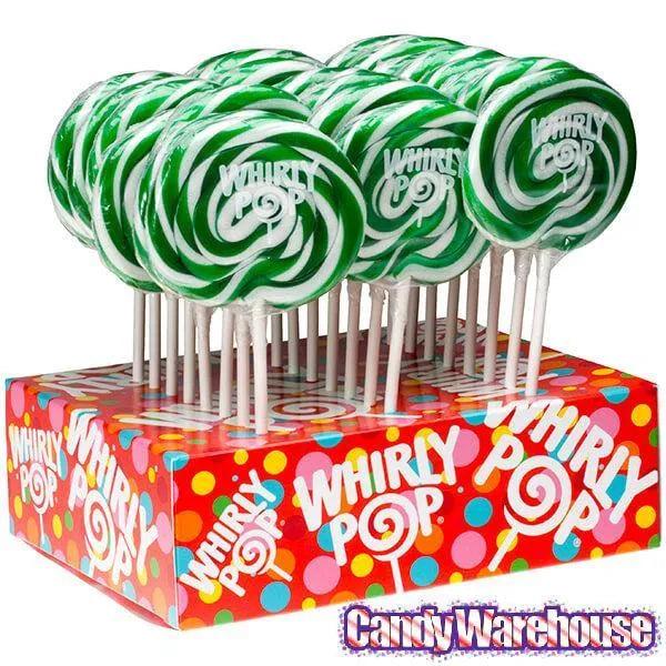 Whirly Pop 1.5-Ounce Swirl Suckers - Green: 24-Piece Display