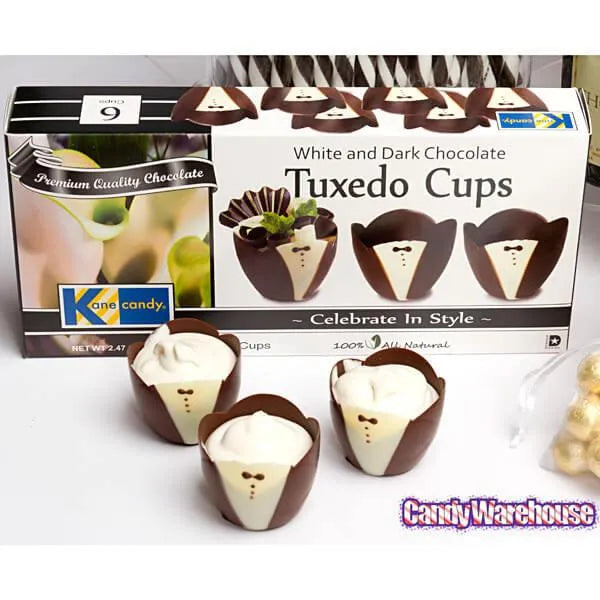 White and Dark Chocolate Tuxedo Cups: 6-Piece Box