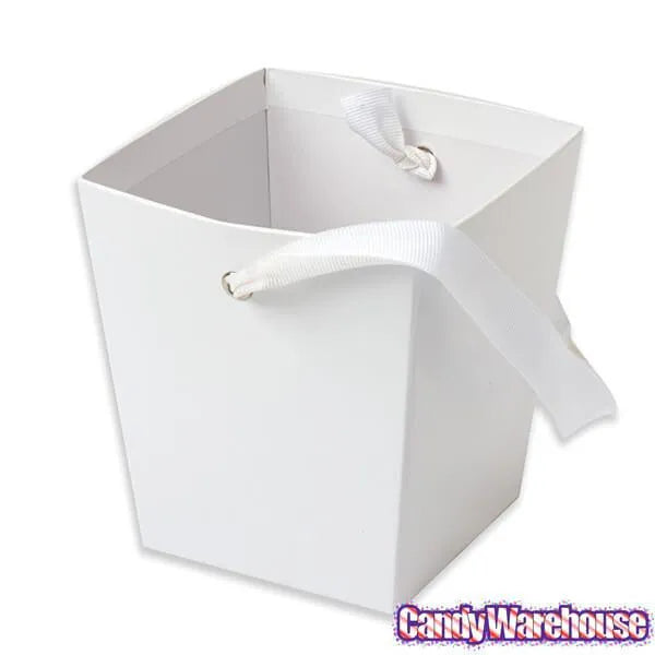 White Cardboard Buckets with Ribbon Handles: 6-Piece Set