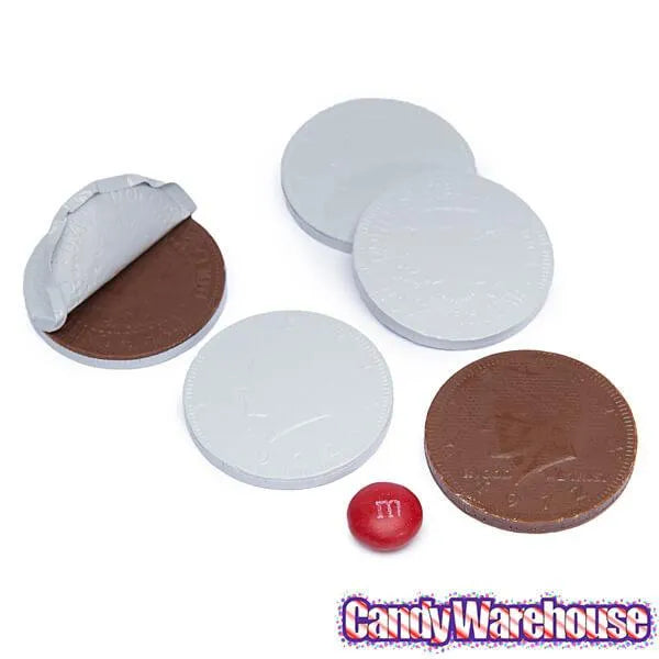 White Foiled Milk Chocolate Coins: 1LB Bag