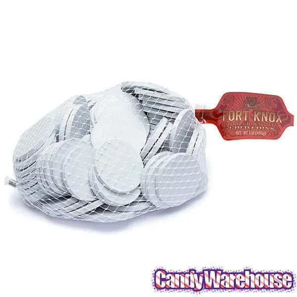 White Foiled Milk Chocolate Coins: 1LB Bag