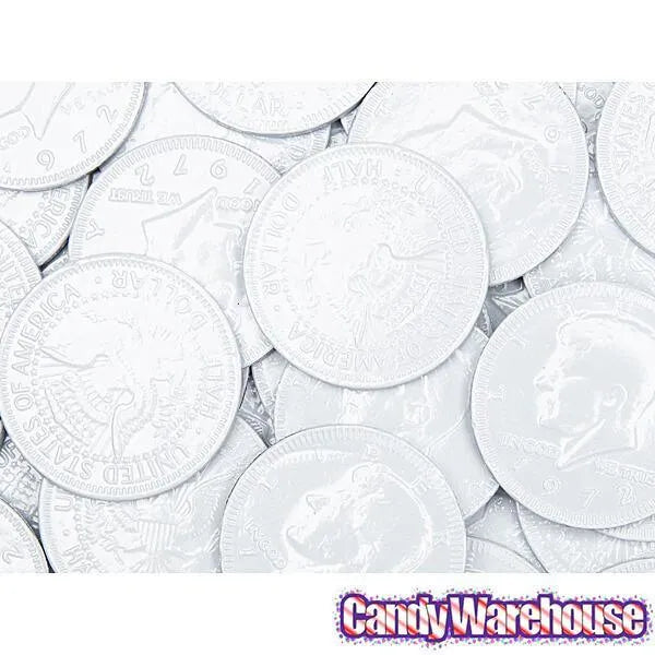 White Foiled Milk Chocolate Coins: 1LB Bag