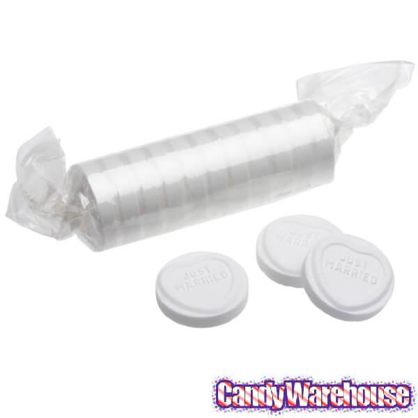 White "Just Married" Candy Rolls: 5LB Bag