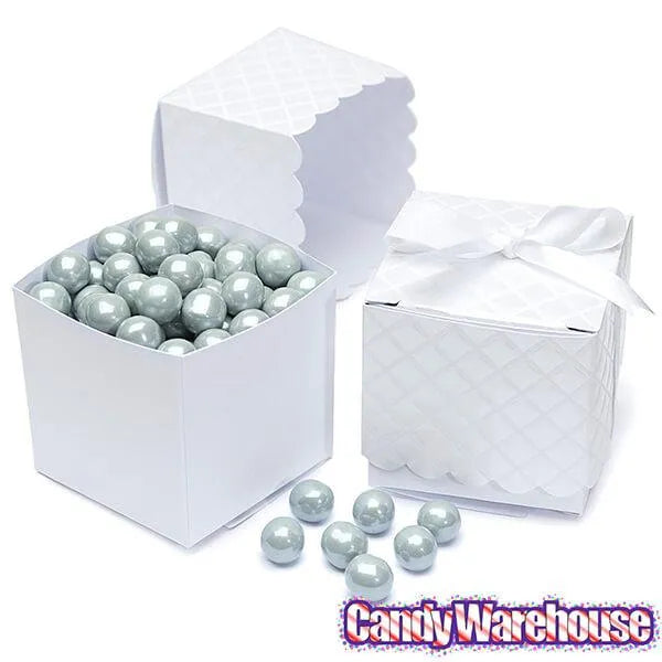 White Scalloped Favor Box Kits: 25-Piece Set