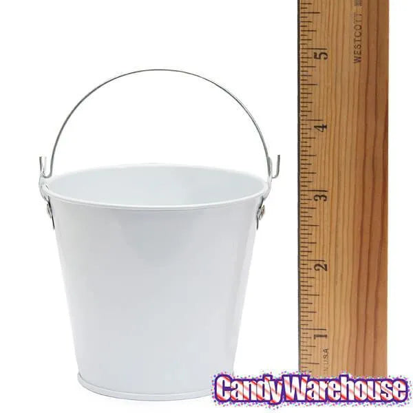 White Tinplate Pails with Handles: 12-Piece Set