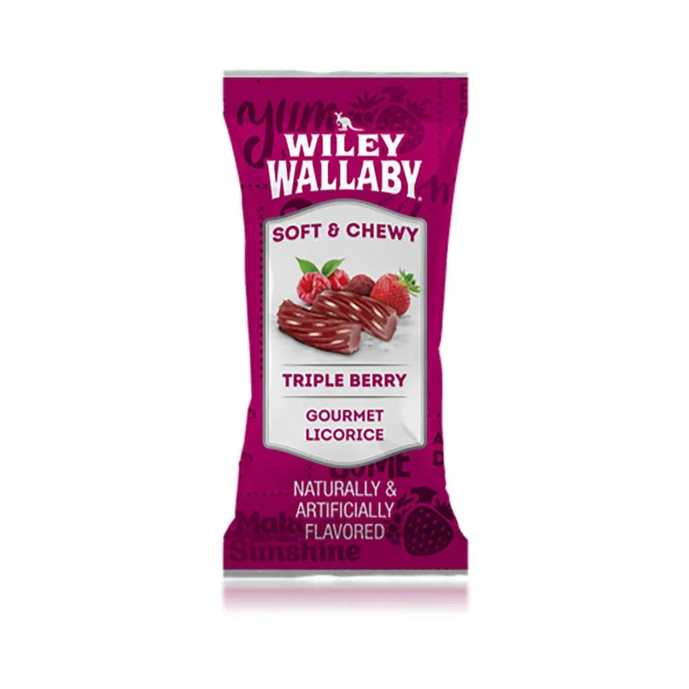 Wiley Wallaby Individually Wrapped Licorice Bites - Triple Berry: 250-Piece Box