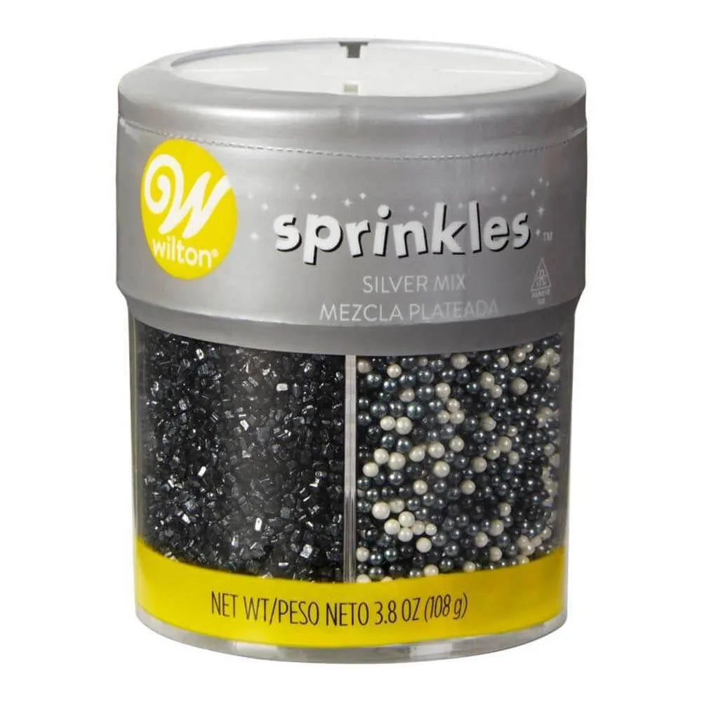 Wilton Black, White and Silver 4-Cell Sprinkle Mix: 3.8-Ounce Bottle