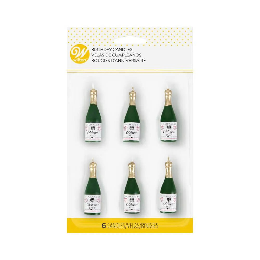 Wilton Champagne Bottle Candles: 6-Piece Pack