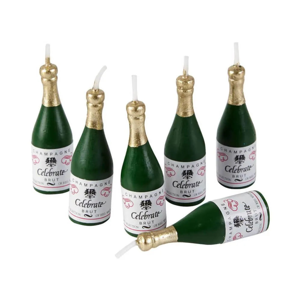 Wilton Champagne Bottle Candles: 6-Piece Pack