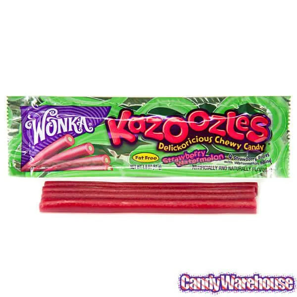 Wonka KazoOZles Candy Ropes - Strawberry Watermelon: 24-Piece Box