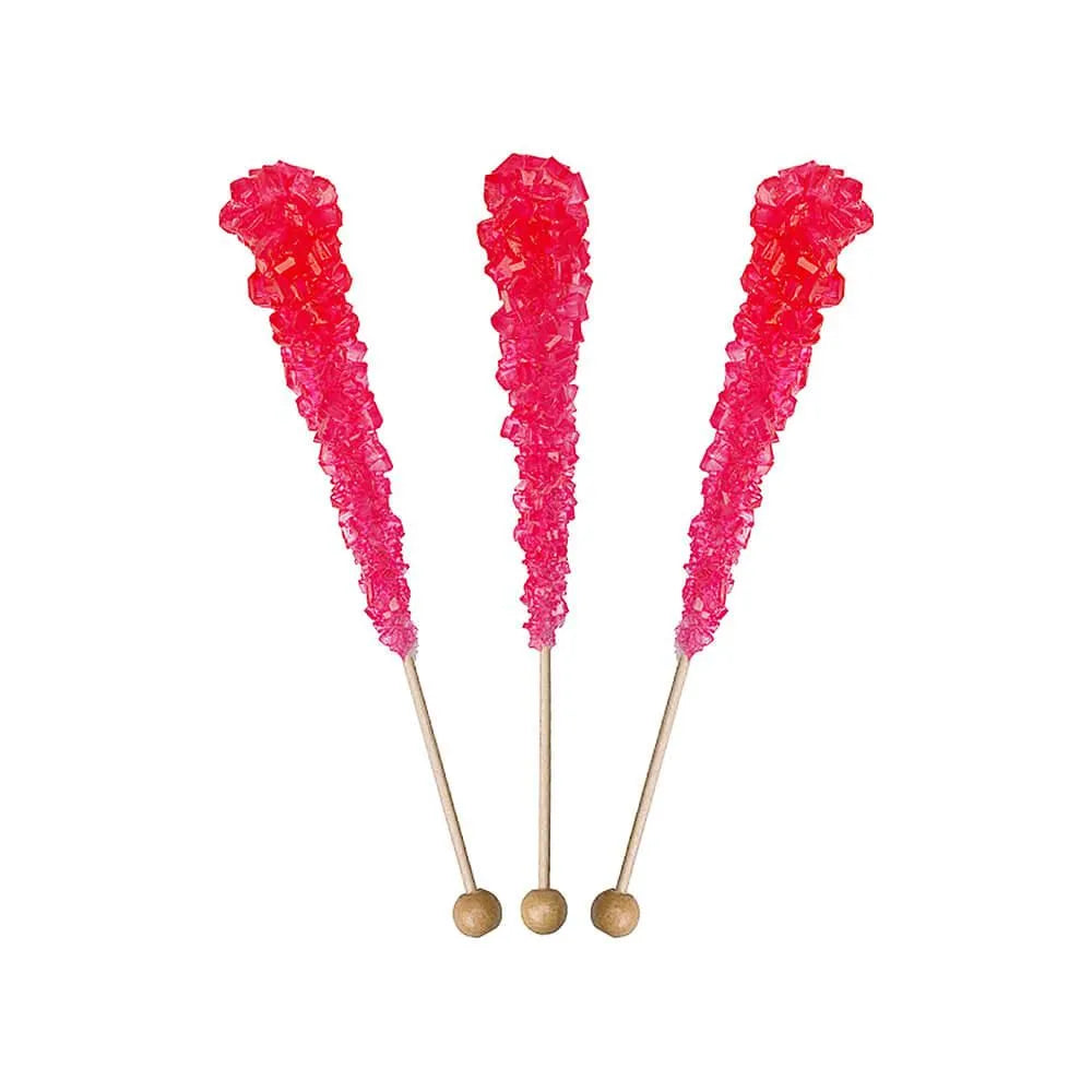 Wrapped Rock Candy Crystal Sticks - Pink: 120-Piece Case