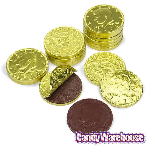 Yellow Foiled Milk Chocolate Coins: 1LB Bag