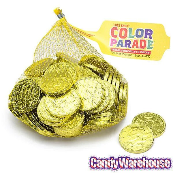 Yellow Foiled Milk Chocolate Coins: 1LB Bag