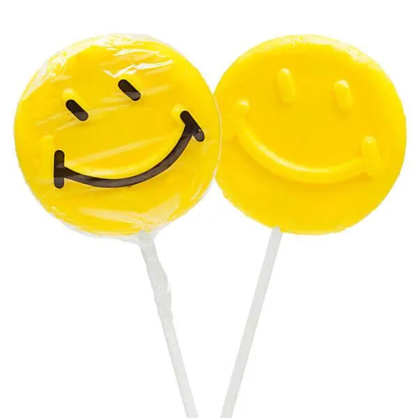 Yellow Smiley Face Lollipops: 60-Piece Case