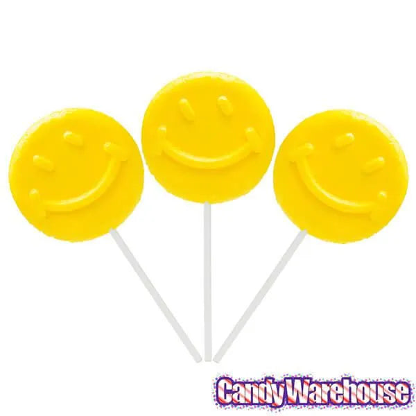 Yellow Smiley Face Lollipops: 60-Piece Case