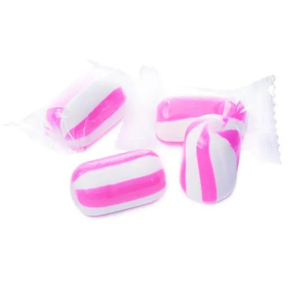 YumJunkie Sassy Cylinders Strawberry Pink Striped Hard Candy: 5LB Bag