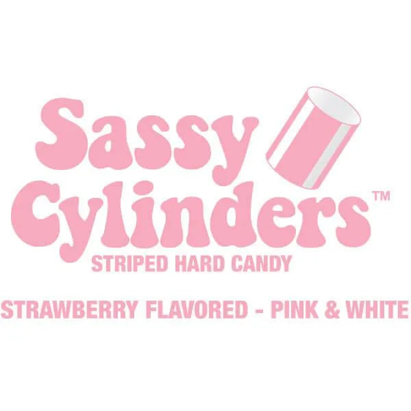 YumJunkie Sassy Cylinders Strawberry Pink Striped Hard Candy: 5LB Bag