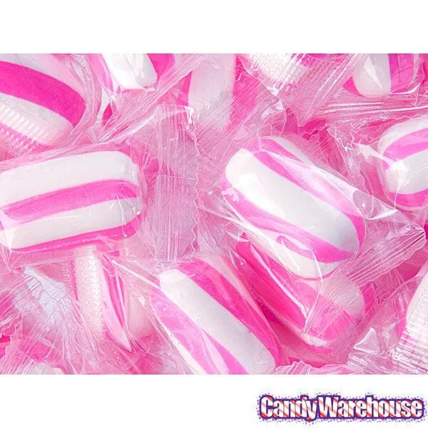 YumJunkie Sassy Cylinders Strawberry Pink Striped Hard Candy: 5LB Bag