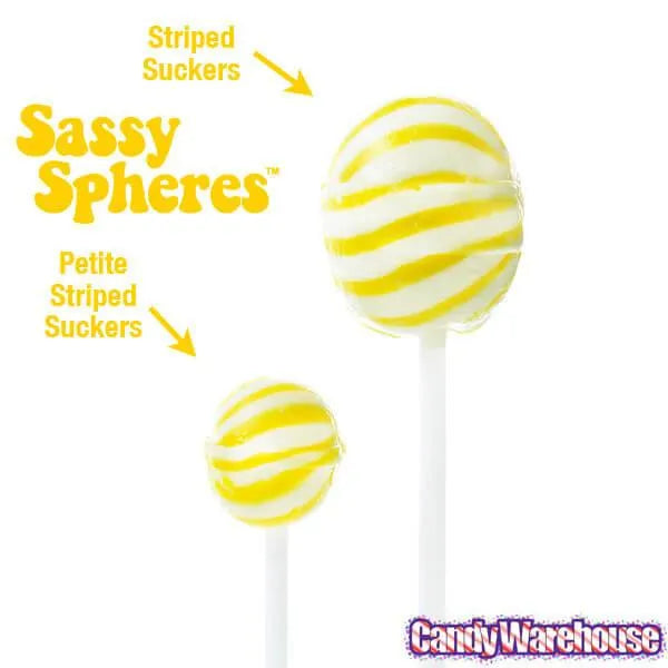 YumJunkie Sassy Spheres Banana Yellow Striped Ball Lollipops: 100-Piece Bag