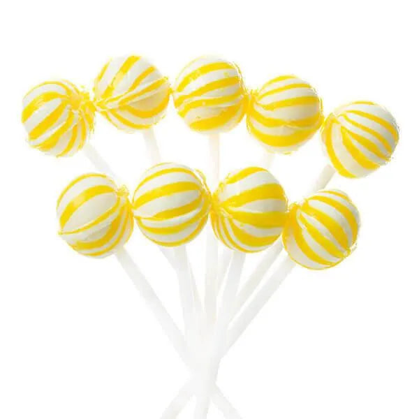 YumJunkie Sassy Spheres Banana Yellow Striped Ball Lollipops - Petite: 400-Piece Bag