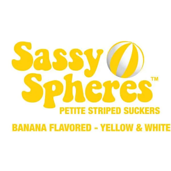 YumJunkie Sassy Spheres Banana Yellow Striped Ball Lollipops - Petite: 400-Piece Bag