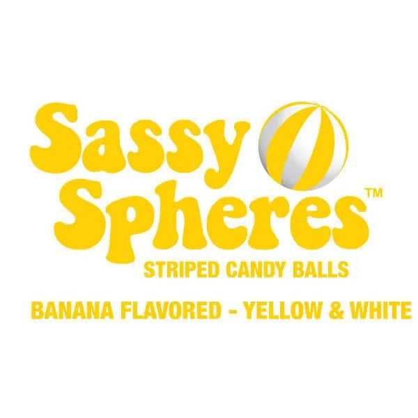 YumJunkie Sassy Spheres Banana Yellow Striped Candy Balls: 5LB Bag