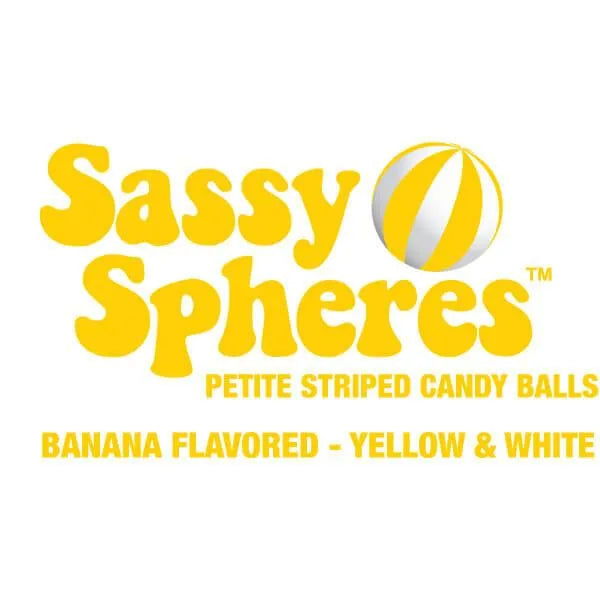 YumJunkie Sassy Spheres Banana Yellow Striped Candy Balls - Petite: 5LB Bag