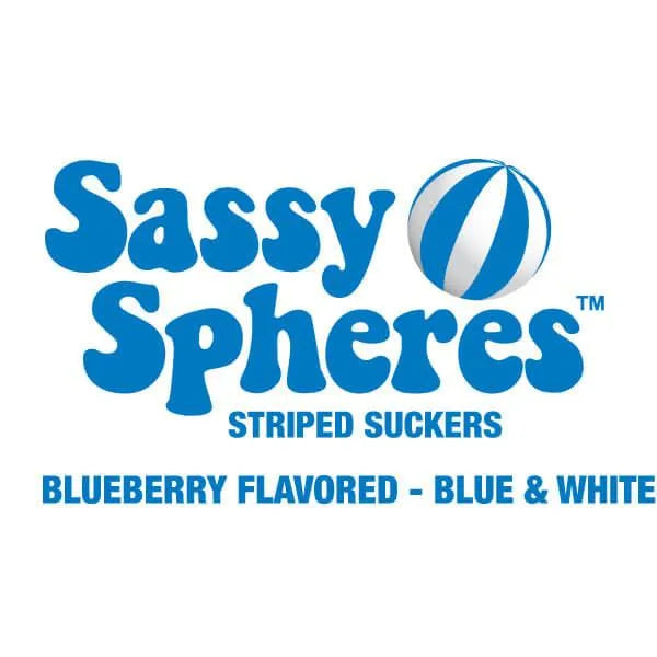 YumJunkie Sassy Spheres Blueberry Blue Striped Ball Lollipops: 100-Piece Bag