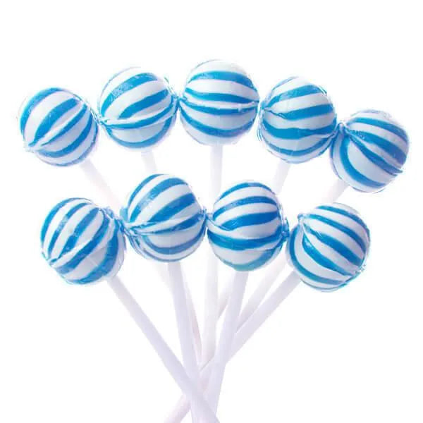 YumJunkie Sassy Spheres Blueberry Blue Striped Ball Lollipops - Petite: 400-Piece Bag