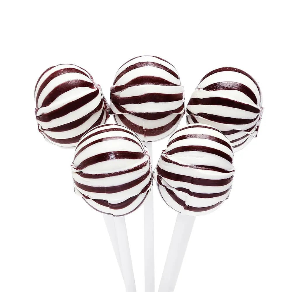 YumJunkie Sassy Spheres Cherry Black Striped Ball Lollipops: 100-Piece Bag