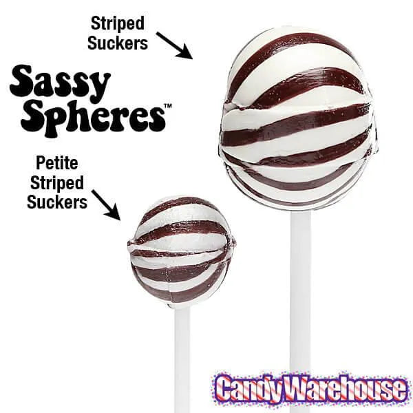 YumJunkie Sassy Spheres Cherry Black Striped Ball Lollipops: 100-Piece Bag