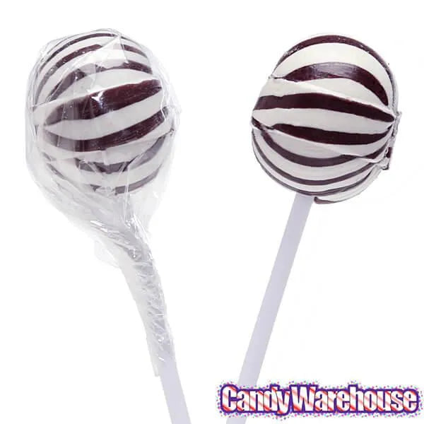 YumJunkie Sassy Spheres Cherry Black Striped Ball Lollipops: 100-Piece Bag