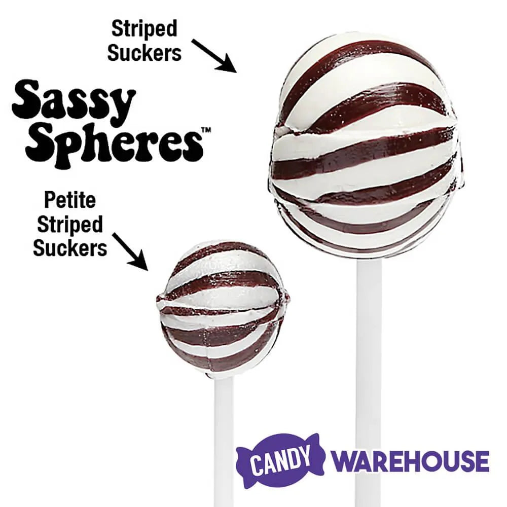 YumJunkie Sassy Spheres Cherry Black Striped Ball Lollipops - Petite: 400-Piece Bag