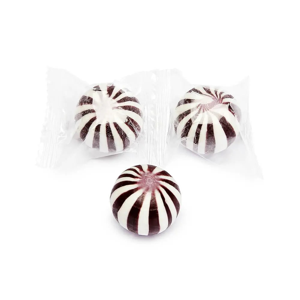 YumJunkie Sassy Spheres Cherry Black Striped Candy Balls: 5LB Bag