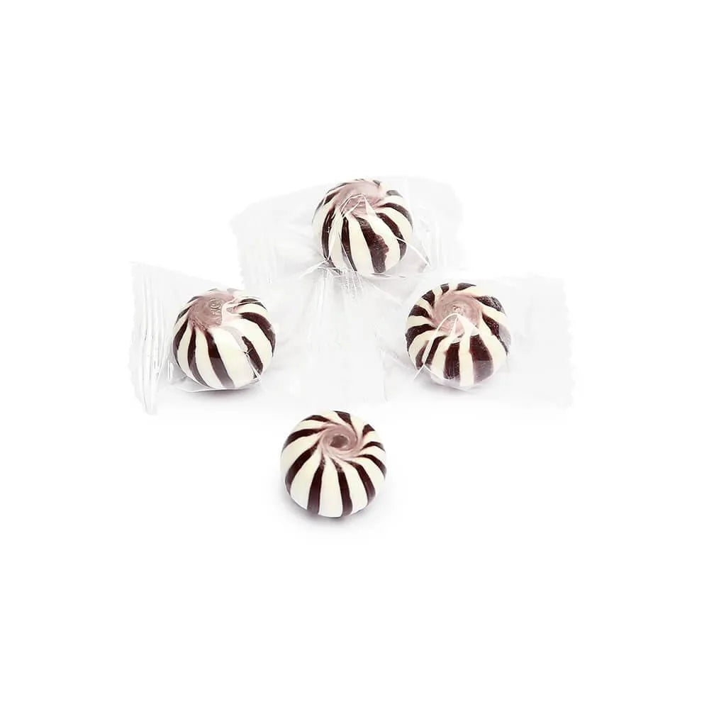 YumJunkie Sassy Spheres Cherry Black Striped Candy Balls - Petite: 5LB Bag