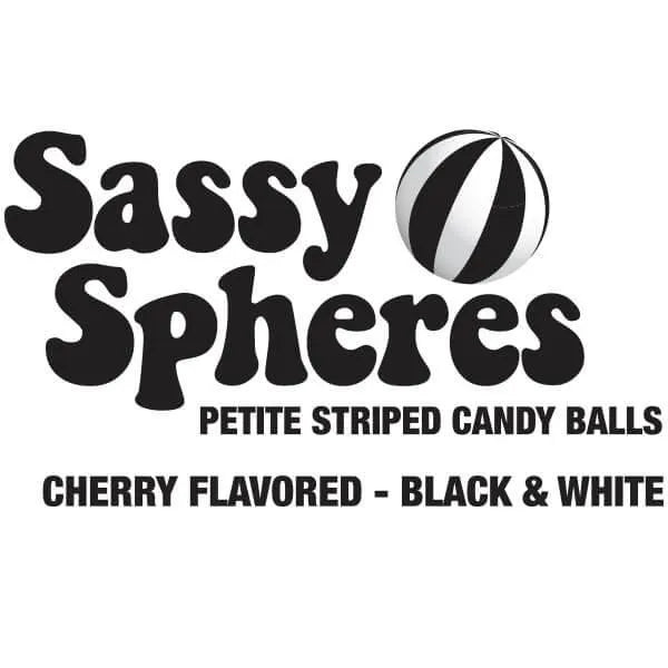 YumJunkie Sassy Spheres Cherry Black Striped Candy Balls - Petite: 5LB Bag