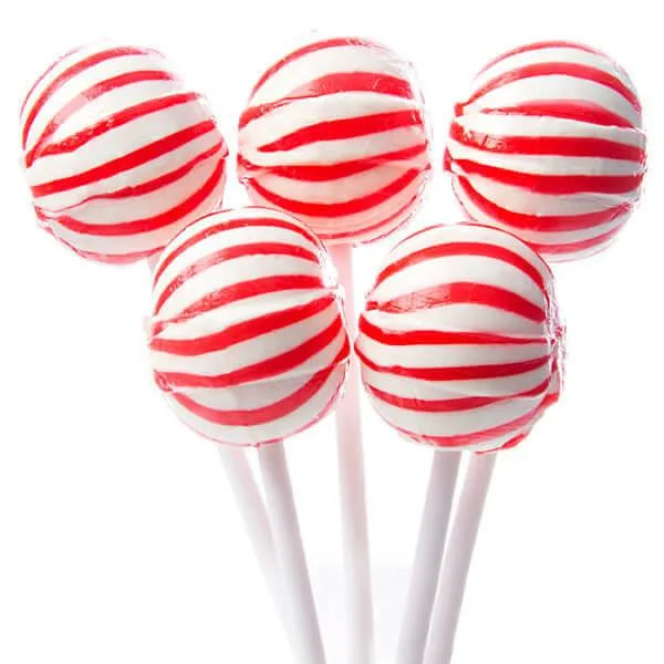 YumJunkie Sassy Spheres Cherry Red Striped Ball Lollipops: 100-Piece Bag