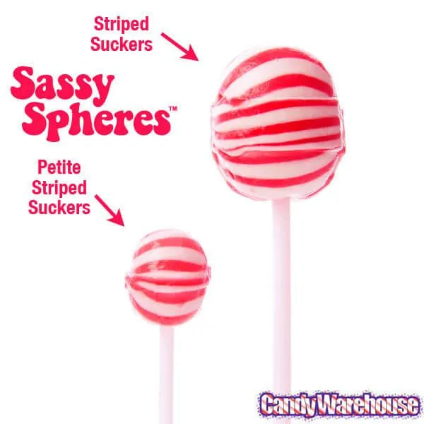 YumJunkie Sassy Spheres Cherry Red Striped Ball Lollipops - Petite: 400-Piece Bag