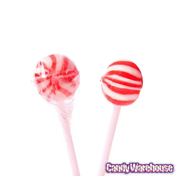 YumJunkie Sassy Spheres Cherry Red Striped Ball Lollipops - Petite: 400-Piece Bag