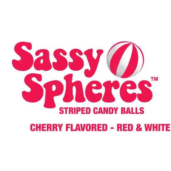 YumJunkie Sassy Spheres Cherry Red Striped Candy Balls: 5LB Bag